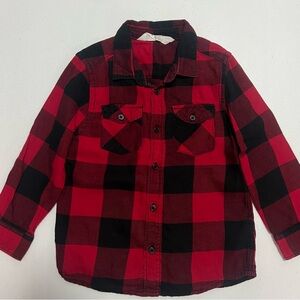 H&M Kids Red and Black Plaid Button-Down Shirt